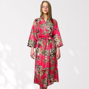 Giraffe Print Cotton Dressing Gown Kimono, 6 of 10