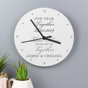 Personalised Time Flies Anniversary Wooden Wall Clock, 5 of 5