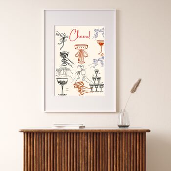 A4 Script Print, Cheers With Glasses, 4 of 5