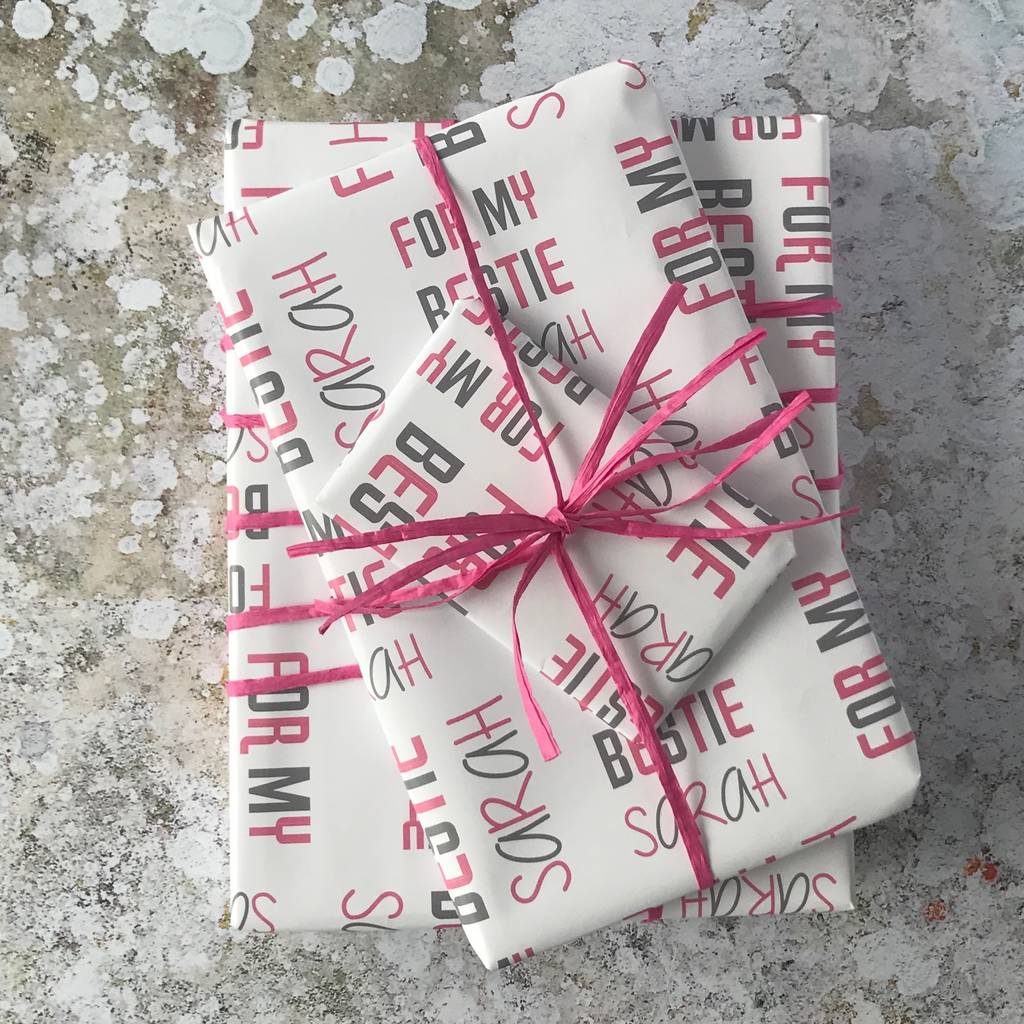 Personalised Best Friend Gift Wrap 1m X 1m By Pink Biscuits
