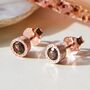 Smoked Quartz Rose/Gold Plated Silver Stud Earrings, thumbnail 1 of 9