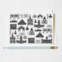 Liverpool Illustrated Black And White Greeting Card, thumbnail 1 of 6