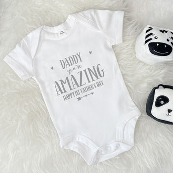 Daddy You're Amazing Happy 1st Father's Day Babygrow, 6 of 11