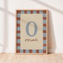 Personalised Illustrated Letter Print With Striped Border, thumbnail 1 of 10