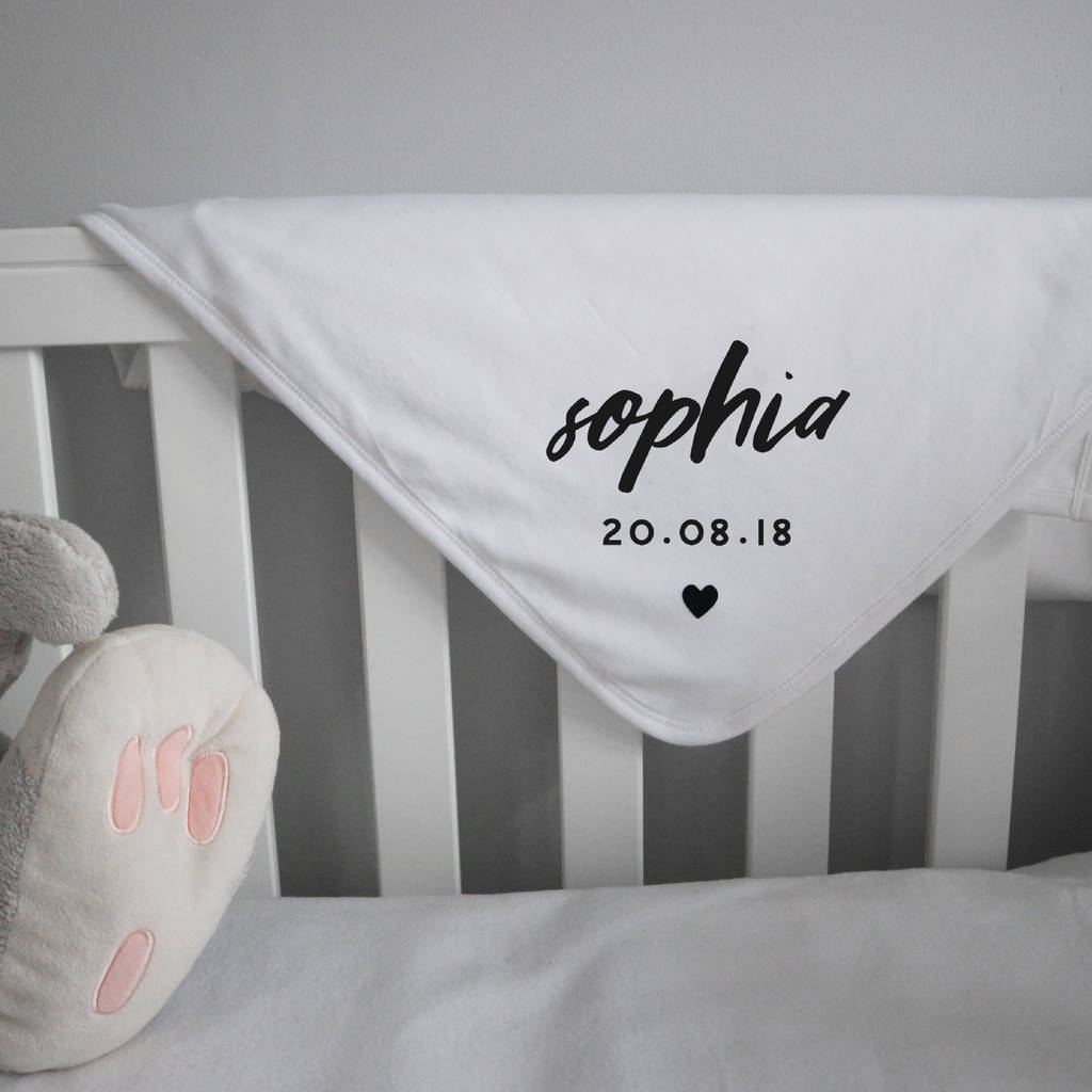 Download Personalised Baby Name And Date Blanket By Paper And Wool ...