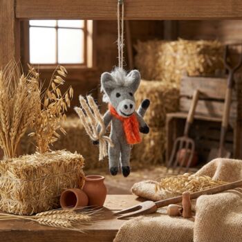 Handmade Felt Barney The Donkey Hanging Decoration, 2 of 3