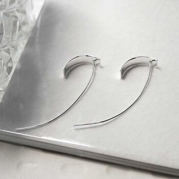 Sterling Silver Shield Threader Earrings, 2 of 5