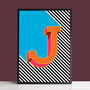 Letter J Print Alphabet Initial Colourful Art Print, thumbnail 1 of 3