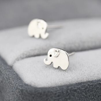 Sterling Silver Cute Baby Elephant Stud Earrings, 5 of 10