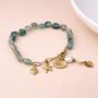 Personalised Waterproof Gold Plated Sea Charm, Pearl And Aqua Bead Bracelet, thumbnail 4 of 9