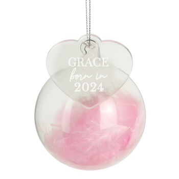 Personalised New Baby Girl Pink Bauble, 2 of 3