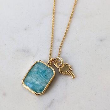 The Duo Amazonite Necklace, Gold Plated, 5 of 10