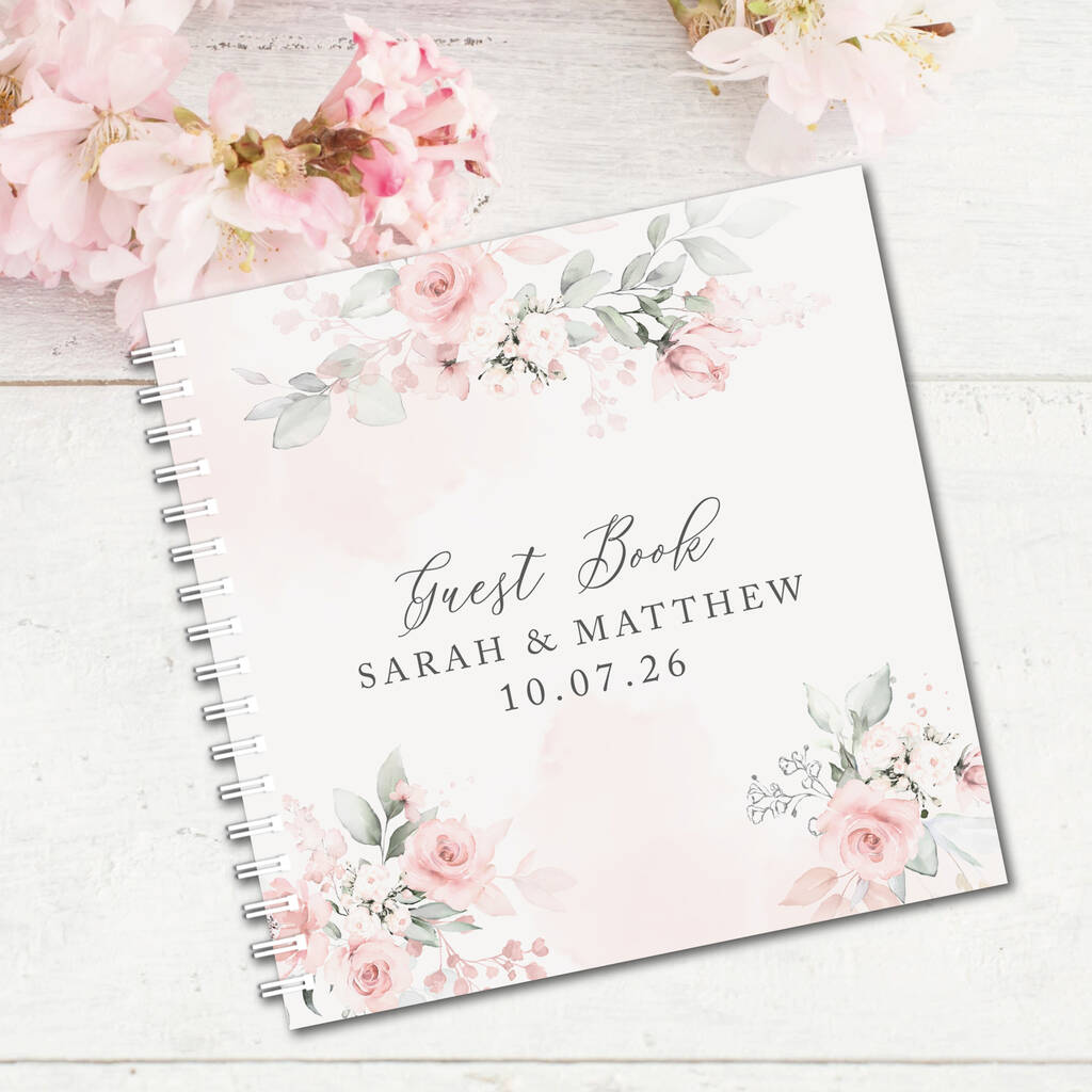 Pale Blush Floral Wedding Guestbook, 1 of 1