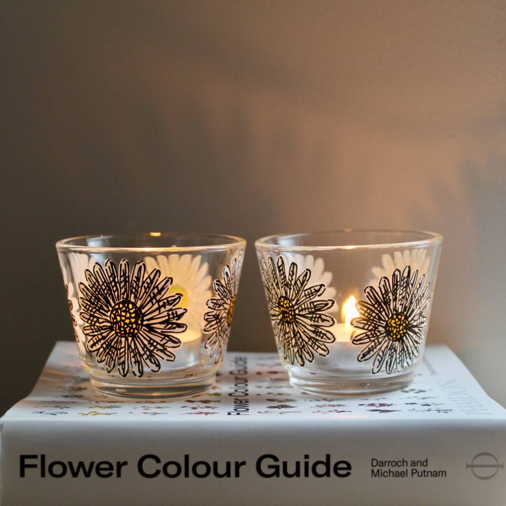 Daisy Hand Painted Glass Tea Light Holders By Samara Ball Designs