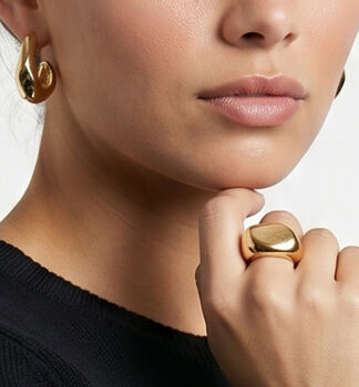 Nami 18 K Gold Plated Hammered Ring, 4 of 5