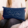 Names In Hearts Couples Personalised Velvet Cushion, thumbnail 2 of 5