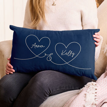 Names In Hearts Couples Personalised Velvet Cushion, 2 of 5