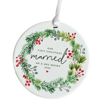 Personalised First Christmas Ornament For Newlywed Couple, 2 of 7