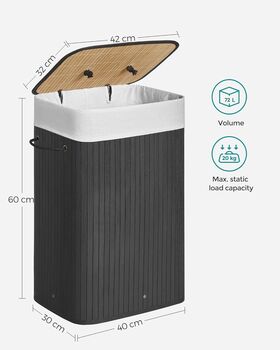 Bamboo Laundry Basket Foldable Clothes Hamper, 2 of 7