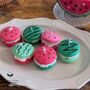Personalised Gift Box Five Watermelon Macaron Candles With Greeting Card, thumbnail 1 of 4
