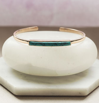 Turquoise December Birthstone Rose/Gold Plated Bangle, 2 of 5