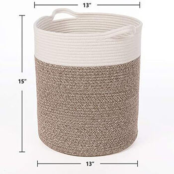 Woven Cotton Rope Laundry Basket Tall, 4 of 6