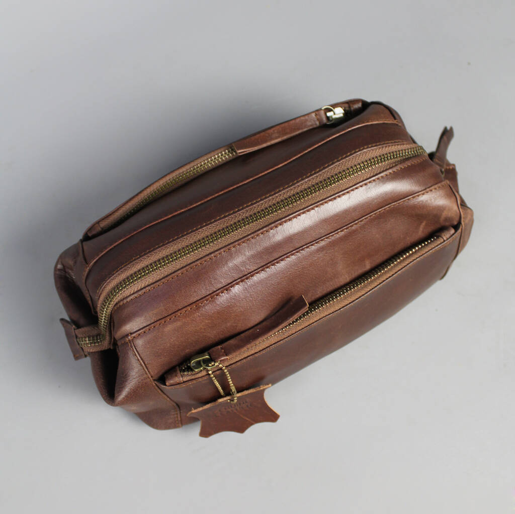 leather wash bag womens