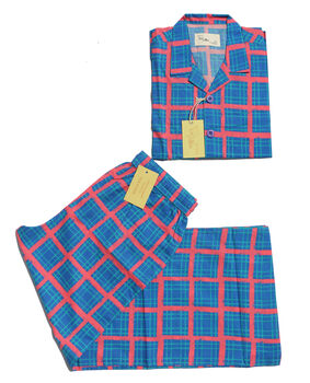 Organic Cotton Can Vibe Blue Tartan Unisex Pyjama, 3 of 9