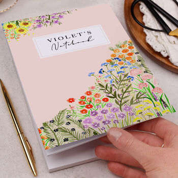 Personalised Pink Floral Notebook, Lined Or Unlined Paper, 2 of 5