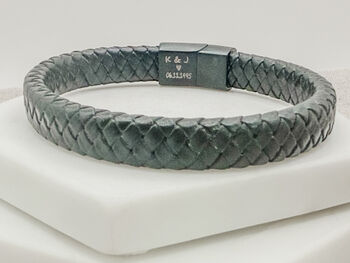 Men's Personalised 'Secret Message’ Black Pu Leather Bracelet, 3 of 5