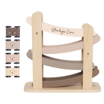 Personalised Wooden Natural Car Roller Toy With Cars, 6 of 6