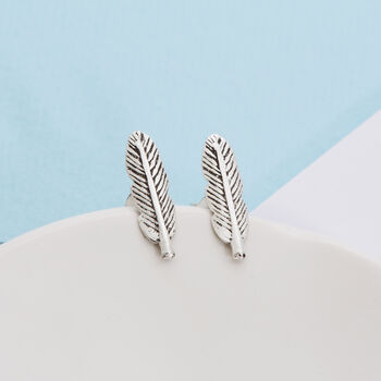 Luxury Sterling Silver Feather In Memory Earrings, 2 of 3