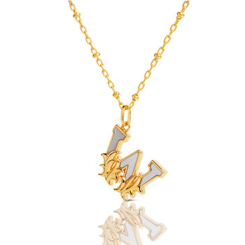 Gold Plated W Initial Necklace With Mother Of Pearl, 2 of 6