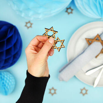 Hanukkah Star Of David Wooden Table Decorations, 4 of 4