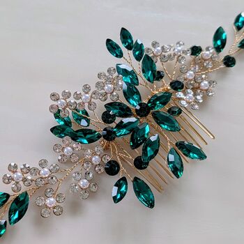 Emerald Hair Comb, 4 of 6