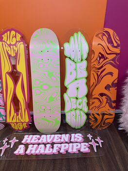 Heaven Is A Halfpipe Clear Acrylic Skateboard Deck, 5 of 7