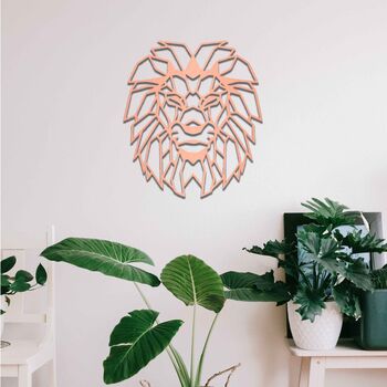 Geomtric Lion Wooden Wall Art Decor, Gift For Home Spaces, 7 of 11