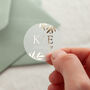 Gold Leaves Initials And Date Foiled Wedding Stickers, thumbnail 1 of 4