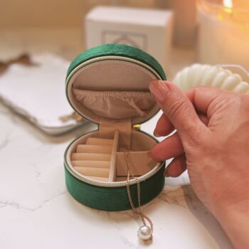 Portable Jewellery Box Velvet Vintage Emerald Green, 2 of 8