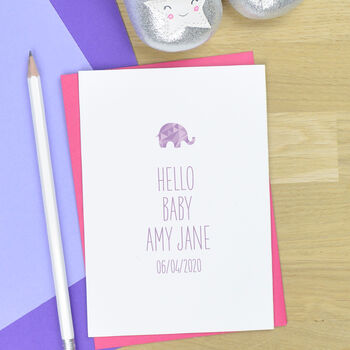 Personalised New Baby Card With Elephant Detail, 2 of 3