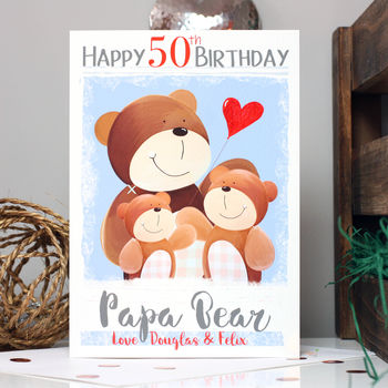 Personalised Daddy Bear 50th Birthday Card, 3 of 7