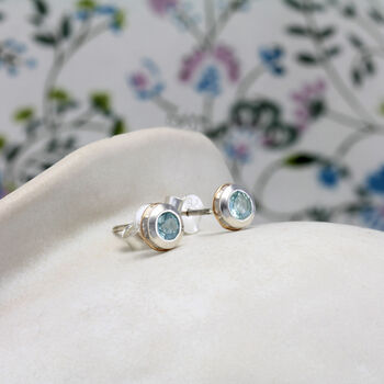 Handmade Blue Topaz Stud Earrings, 5 of 10