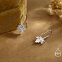Dainty Maple Leaf Drop Hook Earrings In Sterling Silver, thumbnail 2 of 11