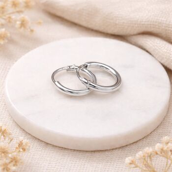 Mini Sterling Silver Huggie Sleeper Hoop Earrings – 10mm, 3 of 10