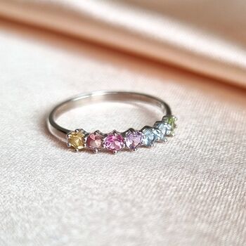 Pastel Rainbow Gemstone Ring, 7 of 11