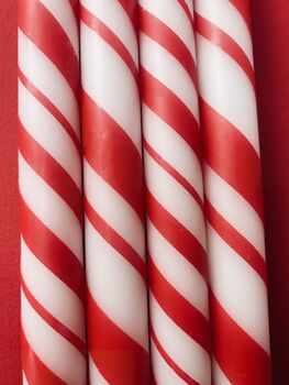 Red And White Candy Striped Candles 'Candy Cane Lane', 2 of 5