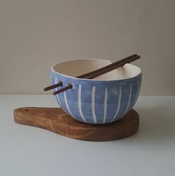 Handmade Blue Stripes Noodle Bowl, 5 of 11