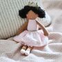 Personalised Ballerina Doll With Dark Curly Hair, thumbnail 1 of 5