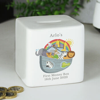 Personalised Noahs Ark Ceramic Square Money Box, 3 of 3