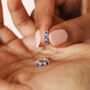 Blue Baguette Crystal Huggie Hoop Earrings, thumbnail 5 of 10